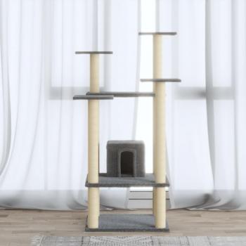 Árbol para Gatos con Arañazos en Sisal Gris Claro 110 cm