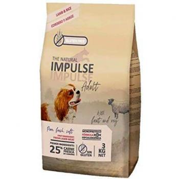 IMPULSE NATURAL Alimento para Perros Adultos con Cordero y Arroz - Bolsa de 3 kg