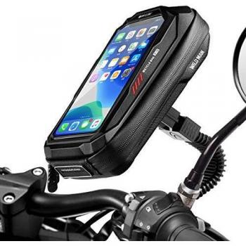 Faneam Soporte Movil Moto Impermeable Porta Movil Moto Universal Soporte Móvil para Motocicle Scooter 360° Rotación Soporte GPS Moto Soporte Telefono para Moto con Pantalla Táctil, hasta 6.5IN