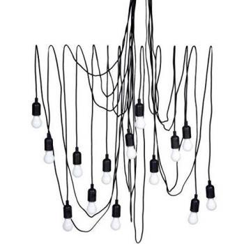 Lámpara colgante LED Maman negra con 14 bombillas transparentes regulables