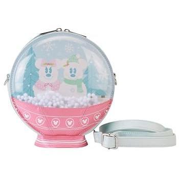 Bolso cruzado Loungefly Globo De Nieve De Invierno De Disney Mickey & Friends, color rosado, tamaño estándar