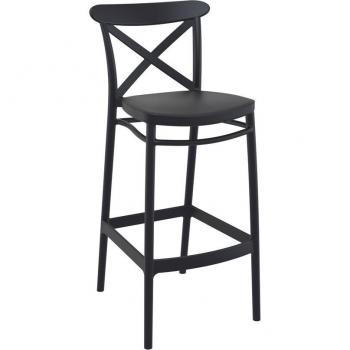 Cross Polypropylene Indoor and Outdoor Bar Stool - Black