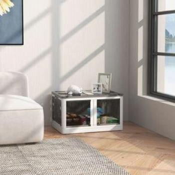 Caja de Almacenamiento Apilable HOMCOM con Tapa y Ruedas, 69L, Contenedor de Plástico Plegable, Acceso a 5 Lados, Dimensiones: 60x42x34 cm