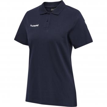 Hummel Polo de Manga Corta Go Cotton para Mujer, Color Azul Marino, 100% Algodón