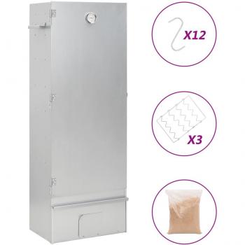 vidaXL BBQ Oven Smoker with Wood Chips 44.5x29x110 cm Galvanised steel