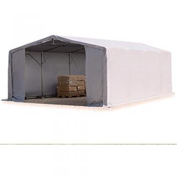 Carpa Industrial 8x8 m con Altura Lateral de 3 m, Puerta con Cremallera, PVC 850 N, 100% Impermeable, Color Gris