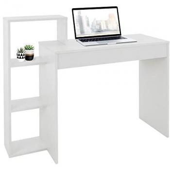 Escritorio ML-Design con Estantería 3 Balas, 110x72x40 cm, Blanco Madera, Mesa de Trabajo para Oficina y Almacenamiento