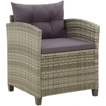 Sillón de jardín con cojines ratán sintético gris