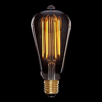 Greenice | Bombilla Vintage LED Dimable St64 Edison Onda 4W E27 Vidrio Ámbar | Blanco Cálido