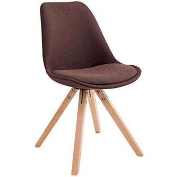 Silla de Comedor Toulouse en Tela Marrón Natural con Asiento Acolchado y Patas de Madera