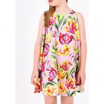 Vestido capa de bebé niña con estampado de tulipanes