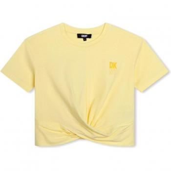 Camiseta de niña DKNY de algodón con nudo frontal, manga corta, modelo D60087