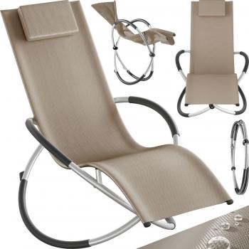 Tumbona Paulina ergonómica plegable Tectake - Capacidad de 150 kg, función balancín, superficie de malla transpirable de textileno, reposacabezas extraíble, estructura de acero estable con inserciones