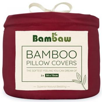 Funda de almohada de bambú burdeos 50x75 cm, seda vegana - Bambaw