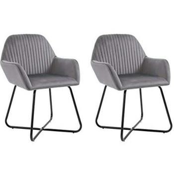 Grey Velvet Dining Chairs Set of 2