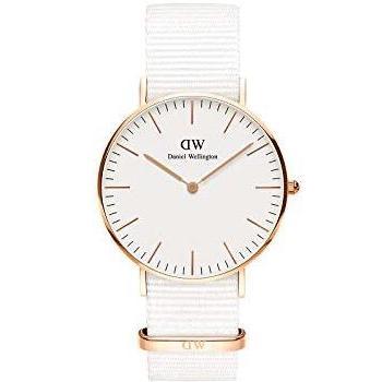 Daniel Wellington Classic Dover, Reloj Blanco/Oro Rosado, 36mm, NATO, para Mujer y Hombre
