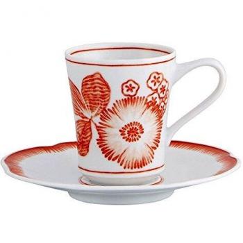 VISTA ALEGRE Coralina Taza Café com Platillo, Porcelana, Multicolor, 13.2 cm