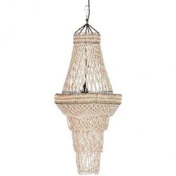 Lámpara de Techo Adda Home Conchas Blancas 40x40x120cm - Metal/Concha Natural, Plata/Blanco