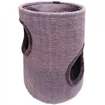 Tonel rascador para gatos, con sisal y 2 cuevas acogedoras
