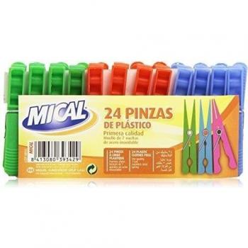 Mical - Pinzas de plástico - Muelle de 7 vueltas de acero inoxidable - 24 unidades