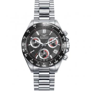 Reloj Cronógrafo de Hombre Sandoz Sport con Esfera Negra y Brazalete de Acero - Modelo 81531-57