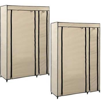SengentoStyle Kledingkasten opvouwbaar 2 st 110x45x175 cm stof crème