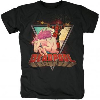 Deadpool Unicorn Hombre Camiseta Negro L 100% algodón Regular
