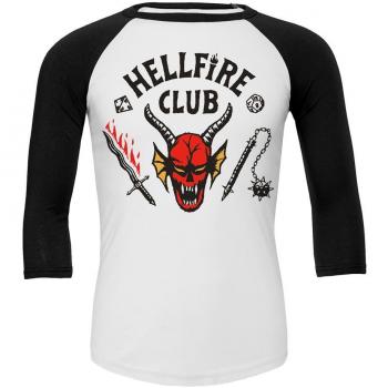Stranger Things Hellfire Club Long Sleeve T-Shirt S - Black & White Contrast