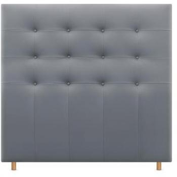 Cabecero Capitoné hasta el Suelo 145cm Tapizado en Polipiel Gris para Cama Matrimonio e Individual