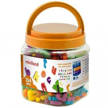 Miniland- Lote de Letras minúsculas magnéticas Infantiles, 165 Unidades, 3cm