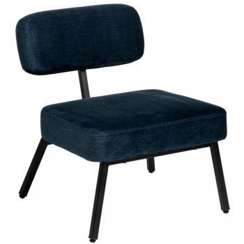 Silla de comedor azul y negro, tejido y metal, dimensiones 58 x 59 x 71 cm