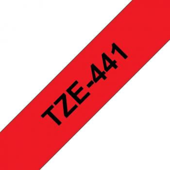 Cinta Laminada Brother TZe441 - Texto negro sobre fondo rojo - Ancho 18mm x 8 metros