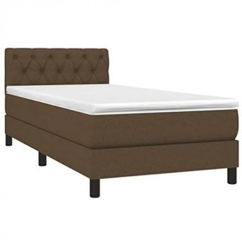 Cama box spring colchón y luces LED tela marrón oscuro 80x200cm