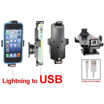 Brodit 514423 Pass-Thru - Soporte de coche para iPhone 5 con orificio de entrada para cable de carga, color negro
