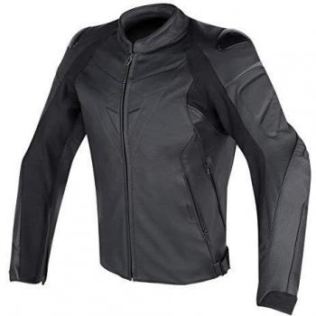 Dainese-FIGHTER Chaqueta de piel, Negro/Negro, Talla 52