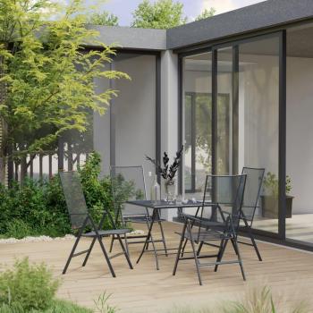 5-Piece Anthracite Steel Garden Dining Set