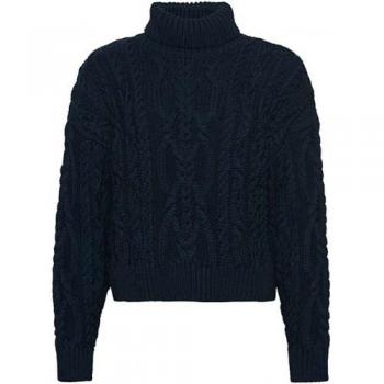 Superdry Vintage High Neck Cable Knit Sweater for Women in Eclipse Navy