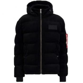 Alpha Industries Men's Black Cord Puffer Down Jacket Size L
