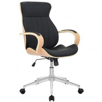 Silla de oficina giratoria regulable en simil cuero natural/negro CLP Melilla