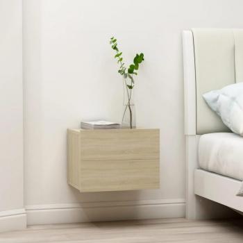 Pack De 2 Mesitas De Noche Belvi 2 Cajones Diseño Flotante Roble 40X30x30 Cm