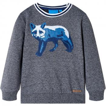 Sudadera para Niños con Estampado de Zorro Azul Marino Mélange 140