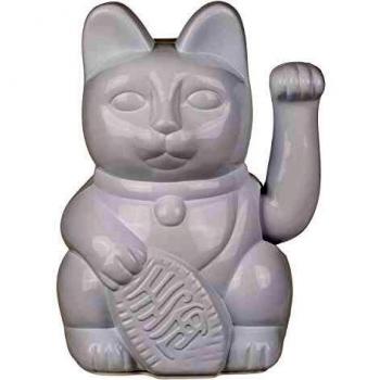 Out of the Blue 57/9821 Gato Angular Blanco de plástico, Aprox. 20 cm, Amuleto de la Suerte Tradicional asiático con Pilas, en Caja de Regalo