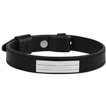 Bracelet para hombre, Colección Maserati Jewels, longitud 25 cm, en acero y cuero - JM218AMF04