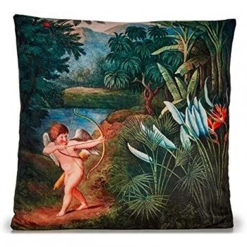 Cojín Decorativo Terciopelo Verde con Motivo Ángel 45 x 45 cm - Funda Desmontable, Súper Suave