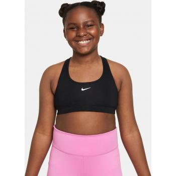 Nike - Sujetador deportivo para niña Swoosh - Negro (M+)