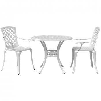 vidaXL 3 Piece Bistro Set White Cast Aluminium