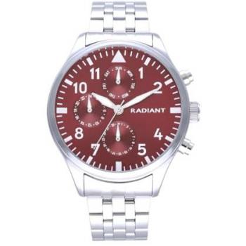 Reloj de Hombre Radiant Caiman 43mm Acero Plateado/Gris con Dial Burdeos y Resistencia al Agua 5 ATM