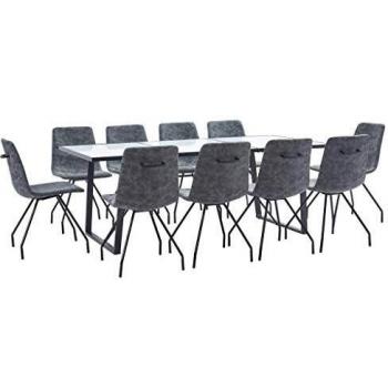 vidaXL Juego de Comedor 11 Piezas Cuero Sintético Mobiliario Decoración Interior Casa Hogar Robusto Duradero Resistente Funcional Práctico Útil Negro