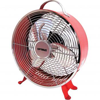 Optimus F-6310RD 2-Speed 50-Watt 10-Inch Portable Retro Drum Fan (Red)