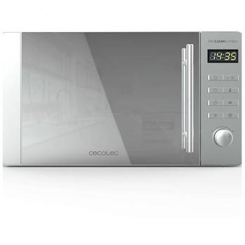 Microondas Cecotec Proclean 5120 Flatbed Mirror 20L Inox 700W con Grill 800W, Pantalla LED, 8 Programas y Tecnología 3Dwave